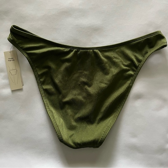 No Boundaries PQD Cheeky High Leg Ribbed Naples Green Swim Bottoms L 12-14 NWT - Picture 9 of 13